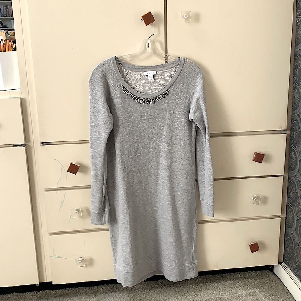 Kenar Knit Grey Diamond Collared Dres